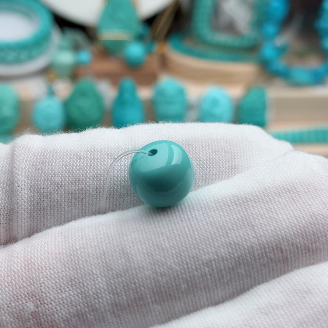 绿松石珠宝奇石未镶嵌10.3mm