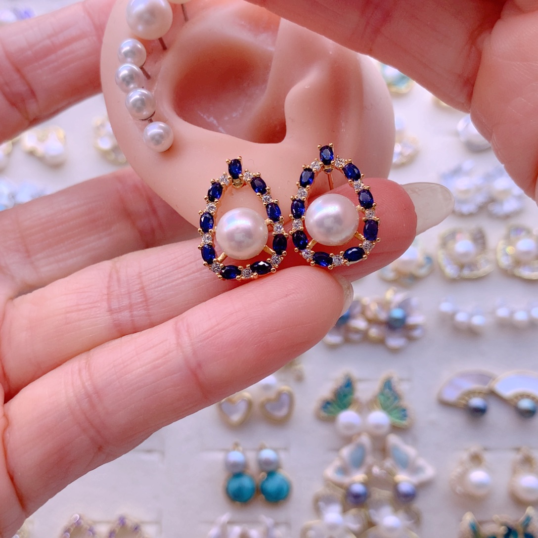 合金淡水珍珠耳饰