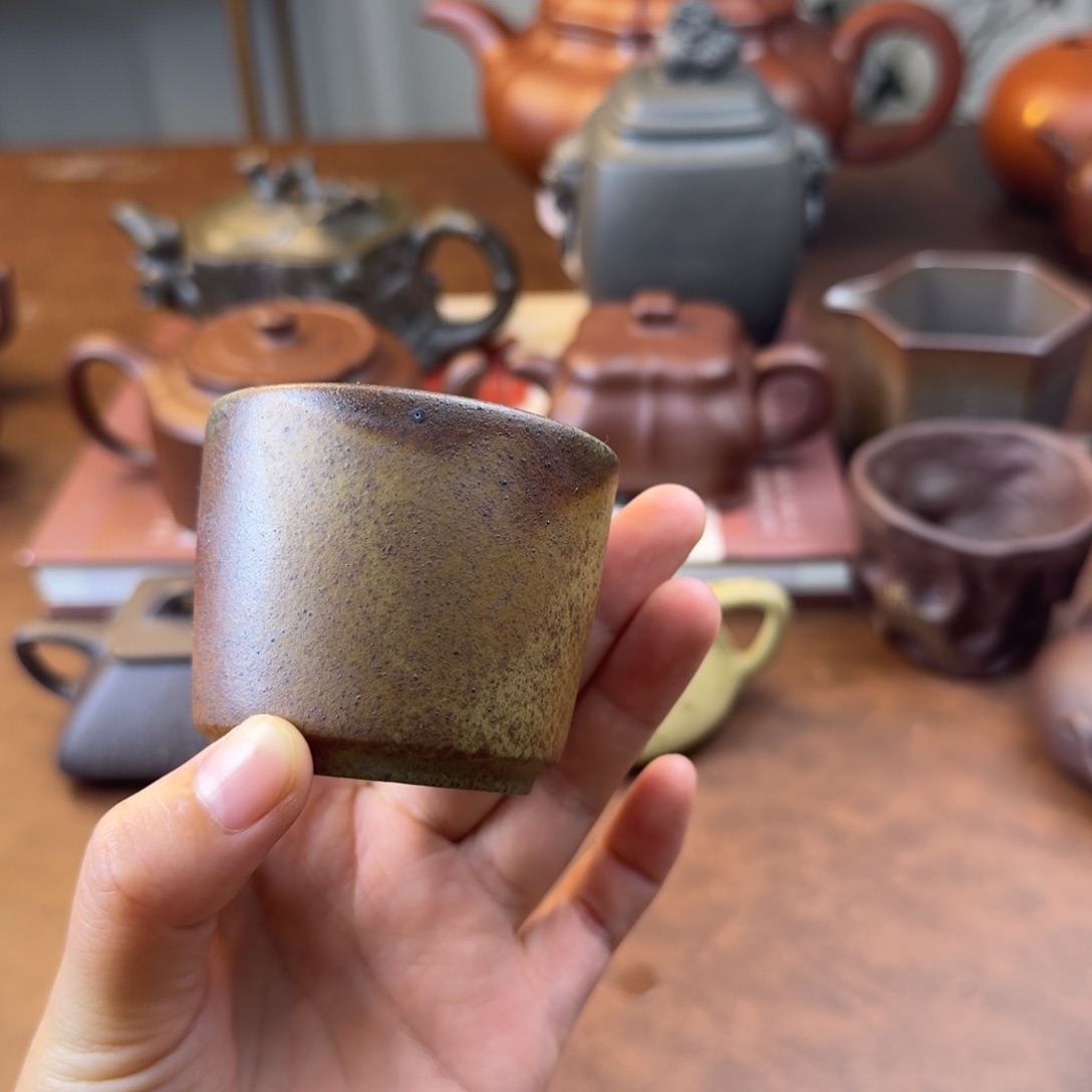 茶壶紫砂柴烧杯子本绿