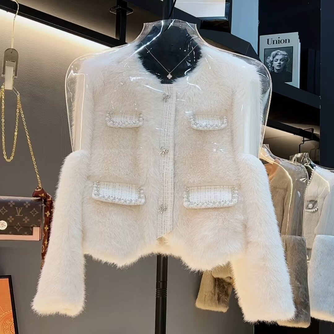 2025冬季新款百搭小香风轻奢网红毛毛外套女重工女外套