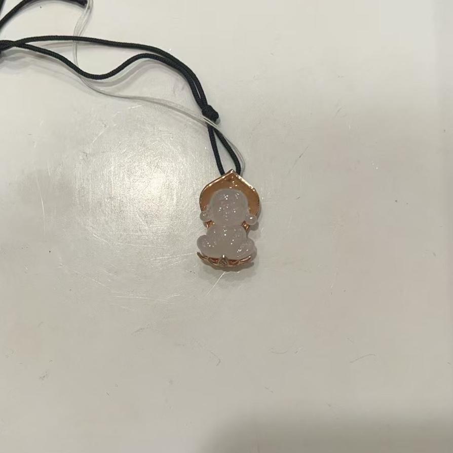 菜百首饰 18K金翡翠挂坠 不着调
