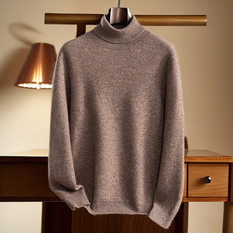 BAIYI【羊绒衫】男士100%山羊绒500g空气层加厚重磅保暖舒适高翻领