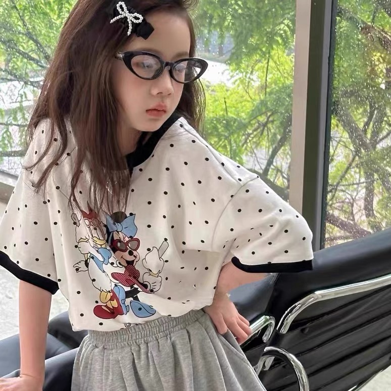 【清货】2025夏波点黛西米妮圆领短袖T恤(100%棉) D338 338 M