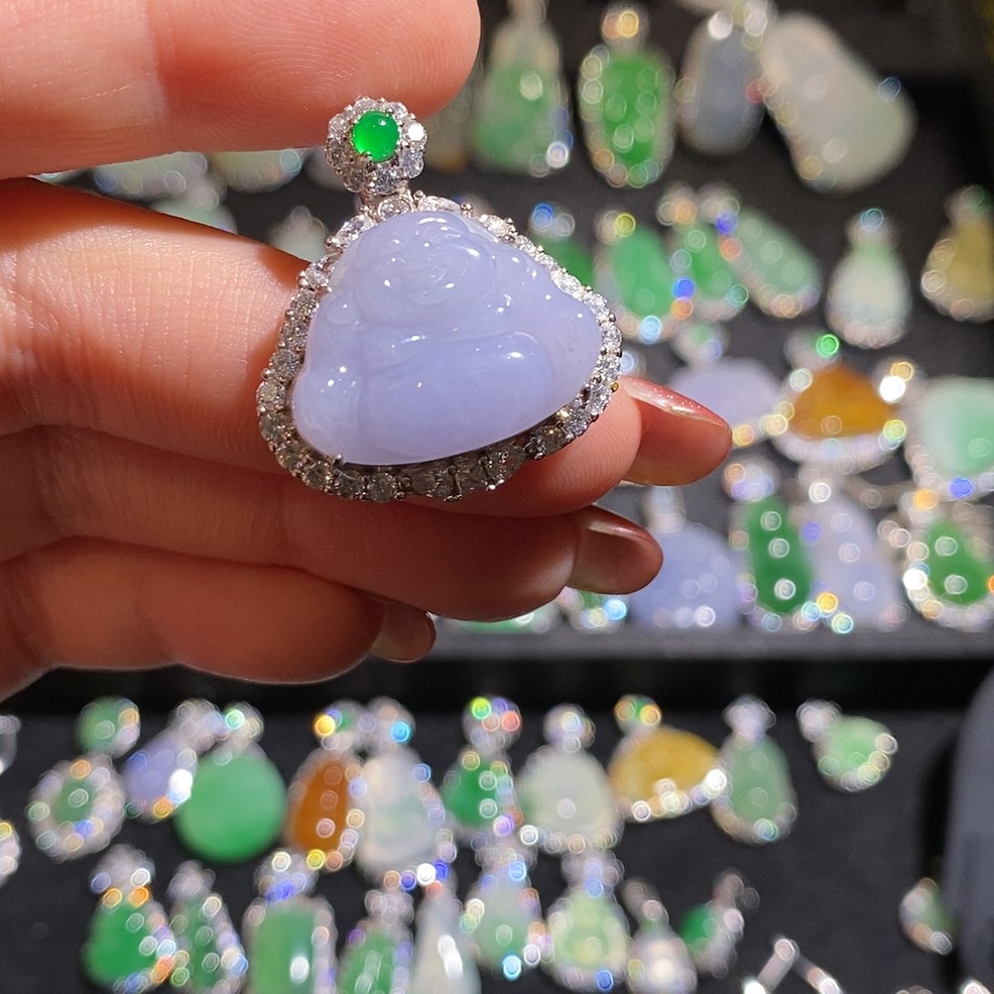 颈饰银S925镶嵌翡翠天然翡翠