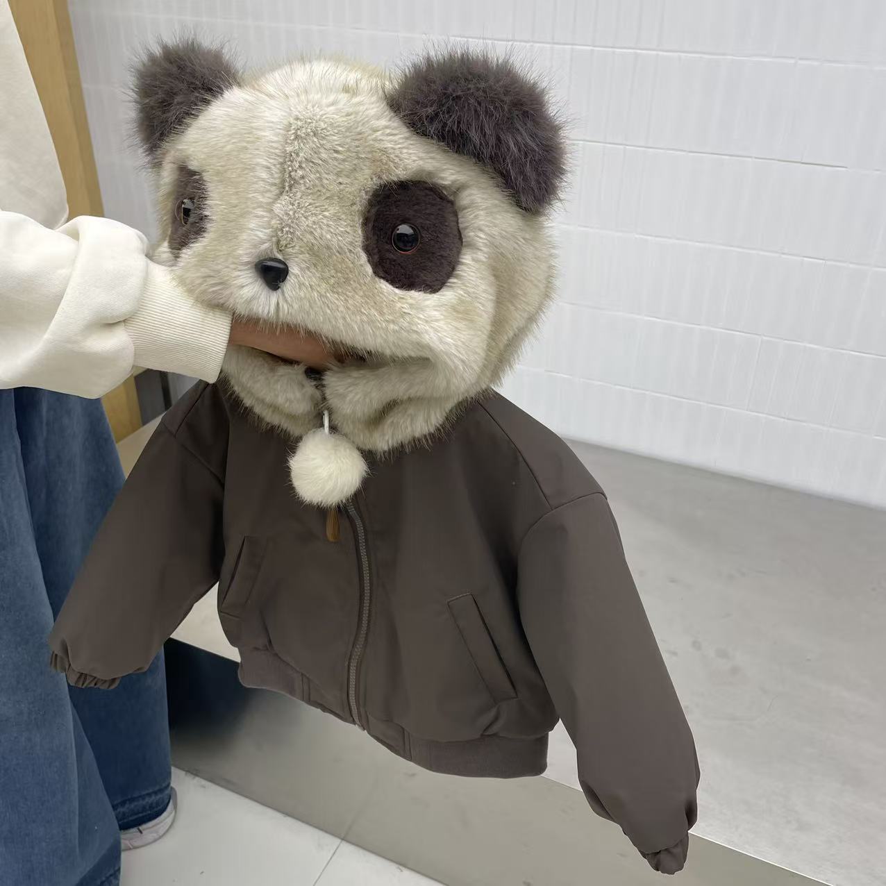 25冬 TXB25855  中小童新款熊猫外套卡通可爱毛毛衣