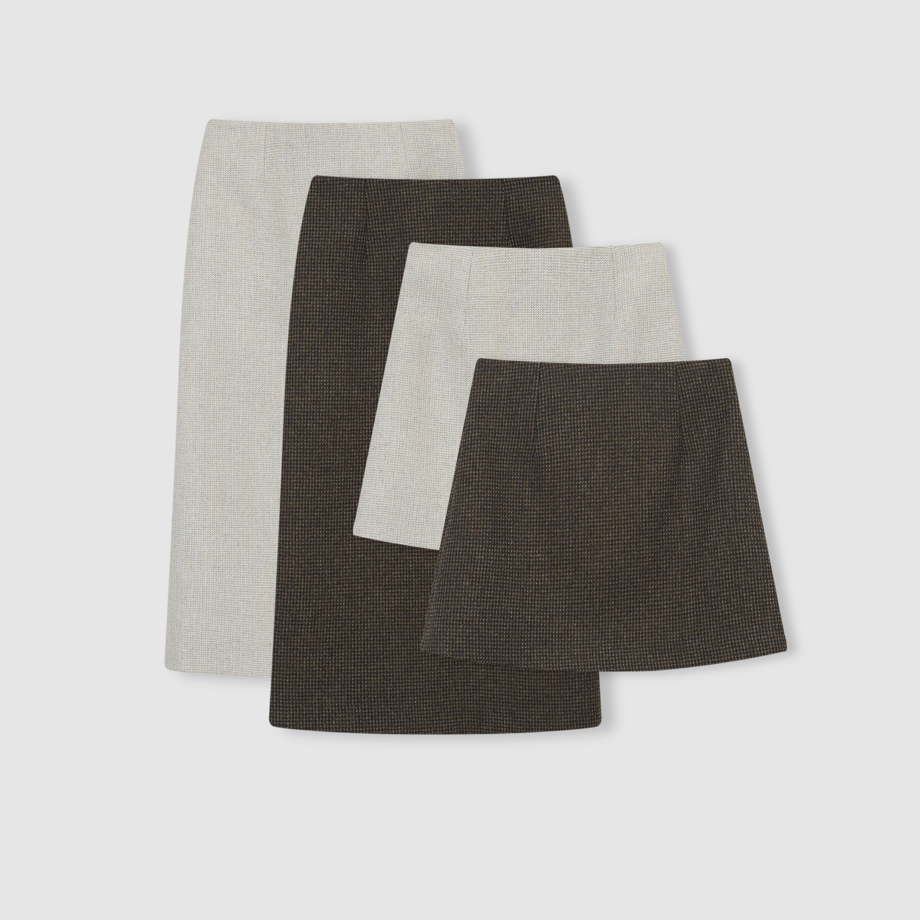 绵羊毛呢子小A版后开叉半身裙复古小格冬季2025新款高腰显瘦中长