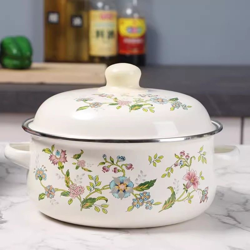 16公分特厚珐琅搪瓷芳香双耳奶锅辅食锅