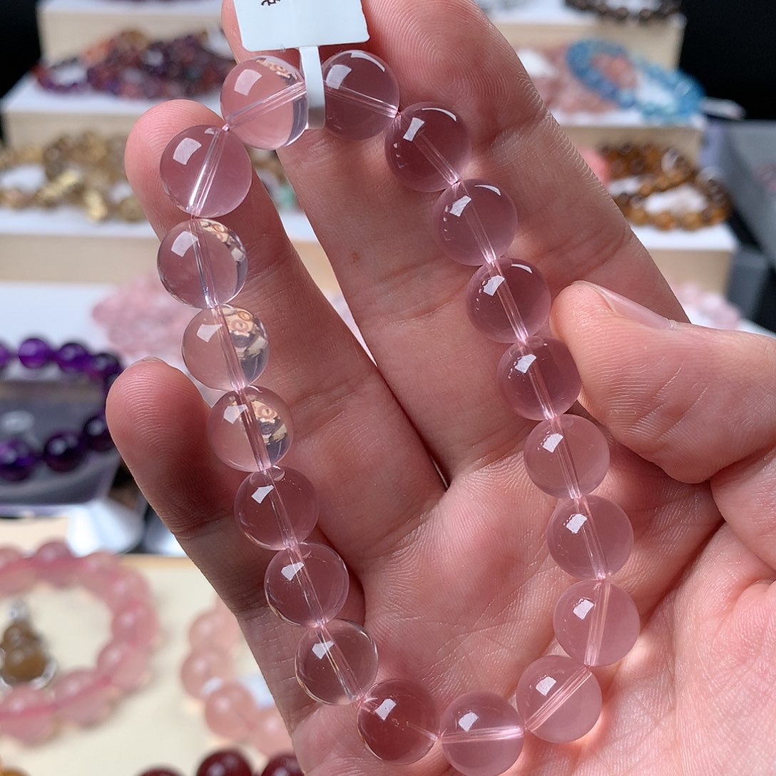 水晶手串未镶嵌酱*粉水晶