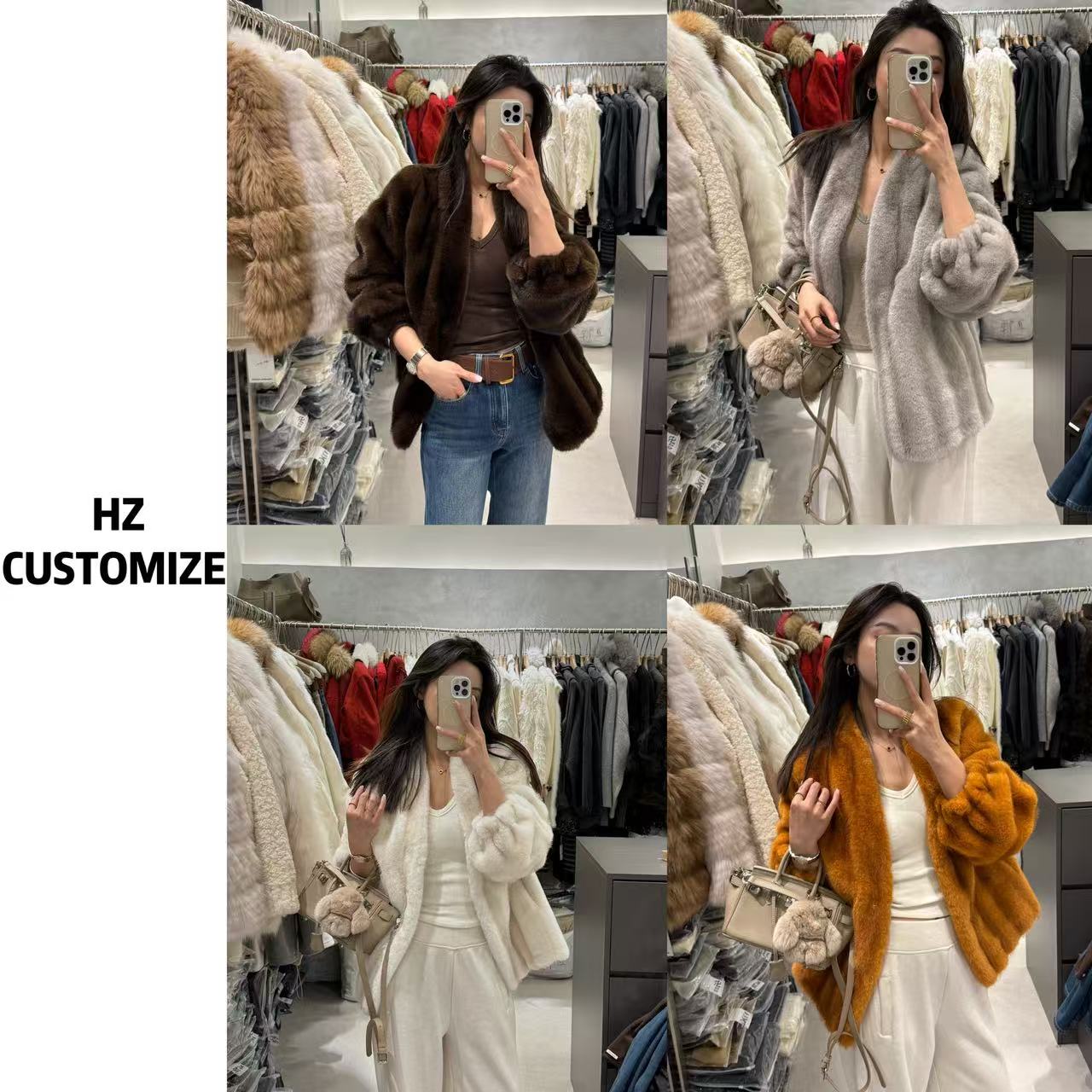 惠惠子甄选【龙猫双色毛仿水貂草草】新款短款仿水貂毛环保毛毛外套