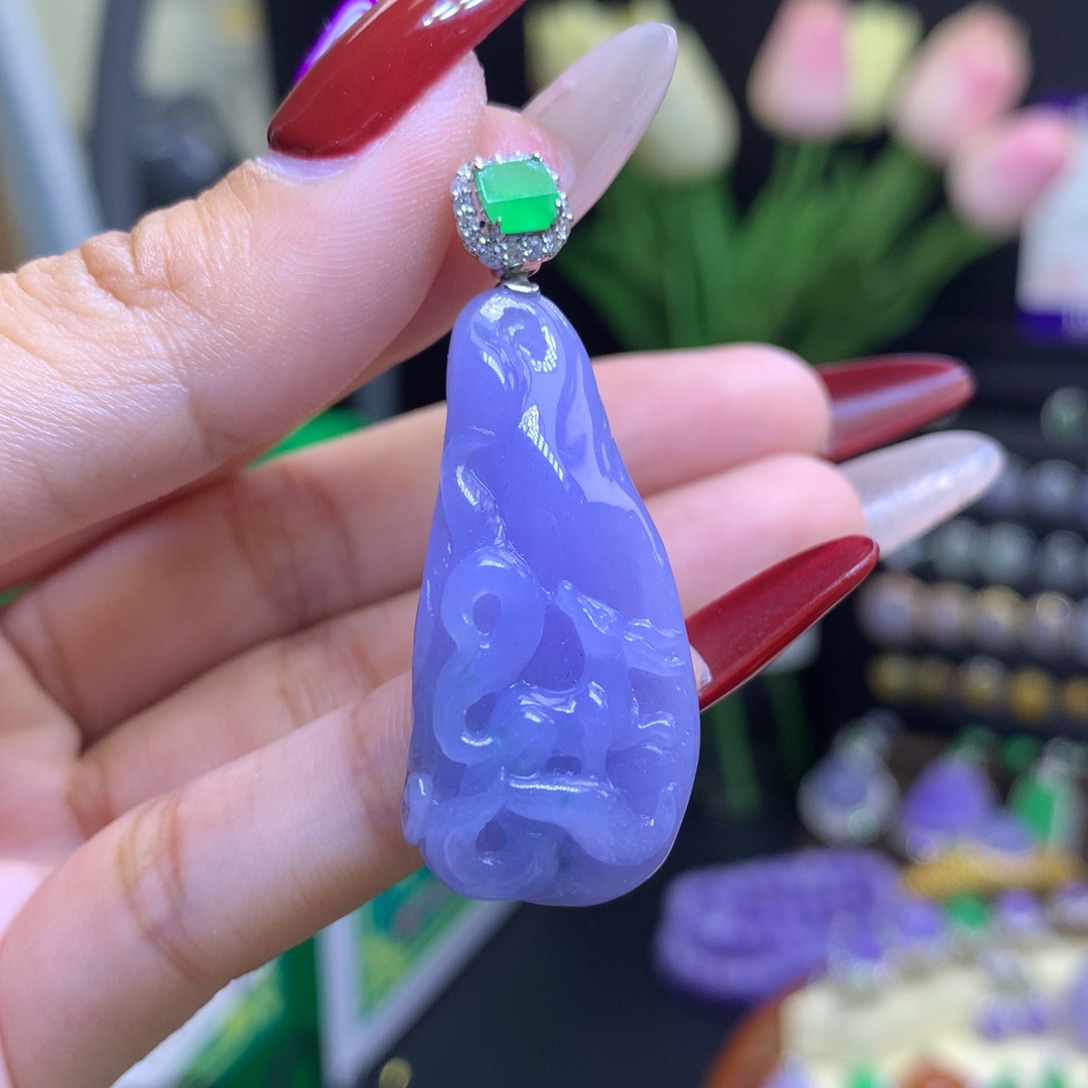 翡翠颈饰18K金镶嵌天然