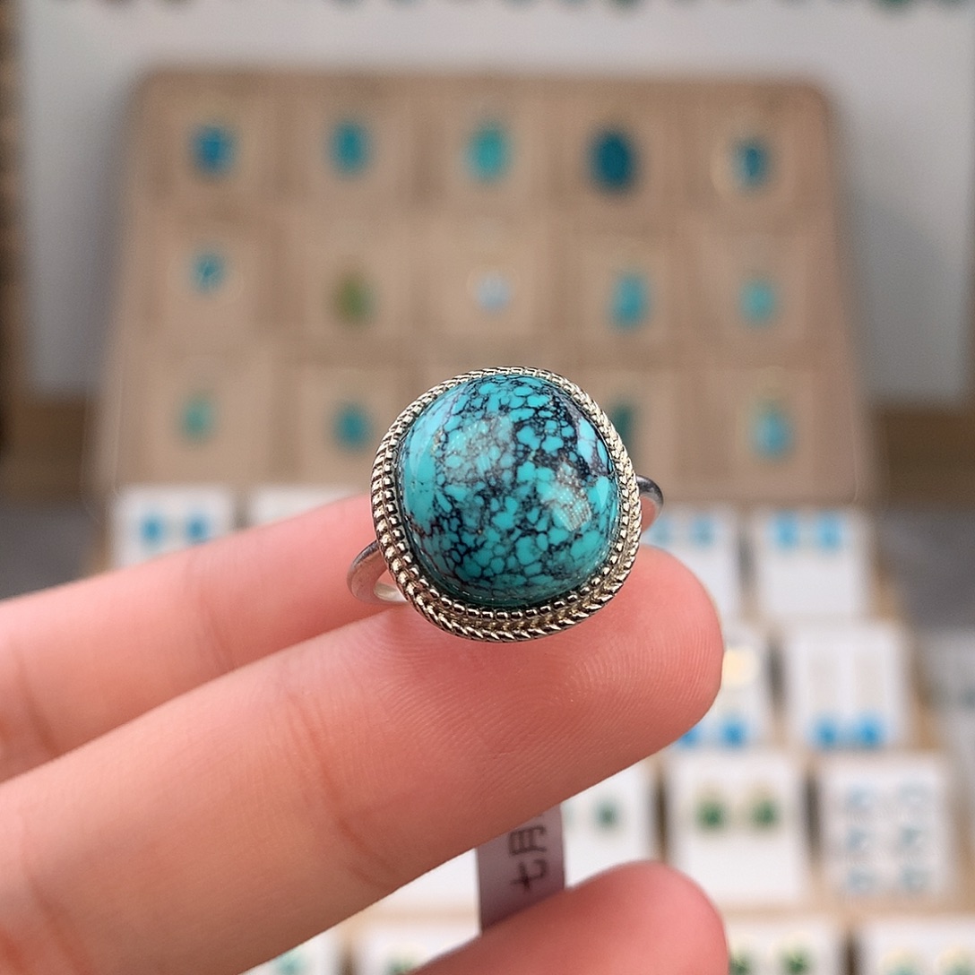 绿松石银S925镶嵌戒指