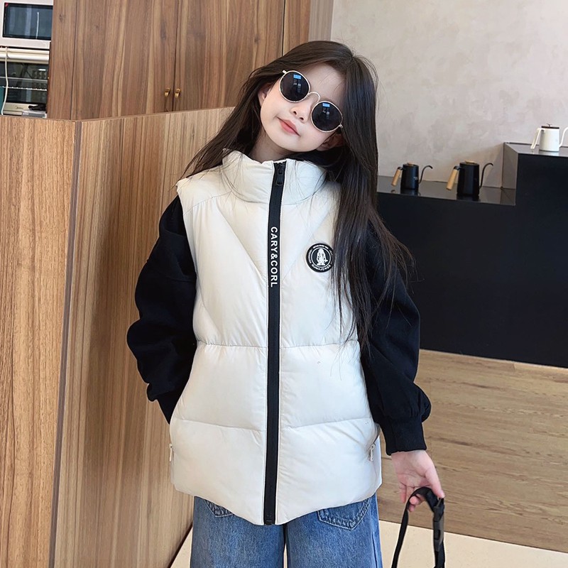 巴拉儿童羽绒服马甲2025新款冬女童男童加厚背心女宝中大加厚儿童