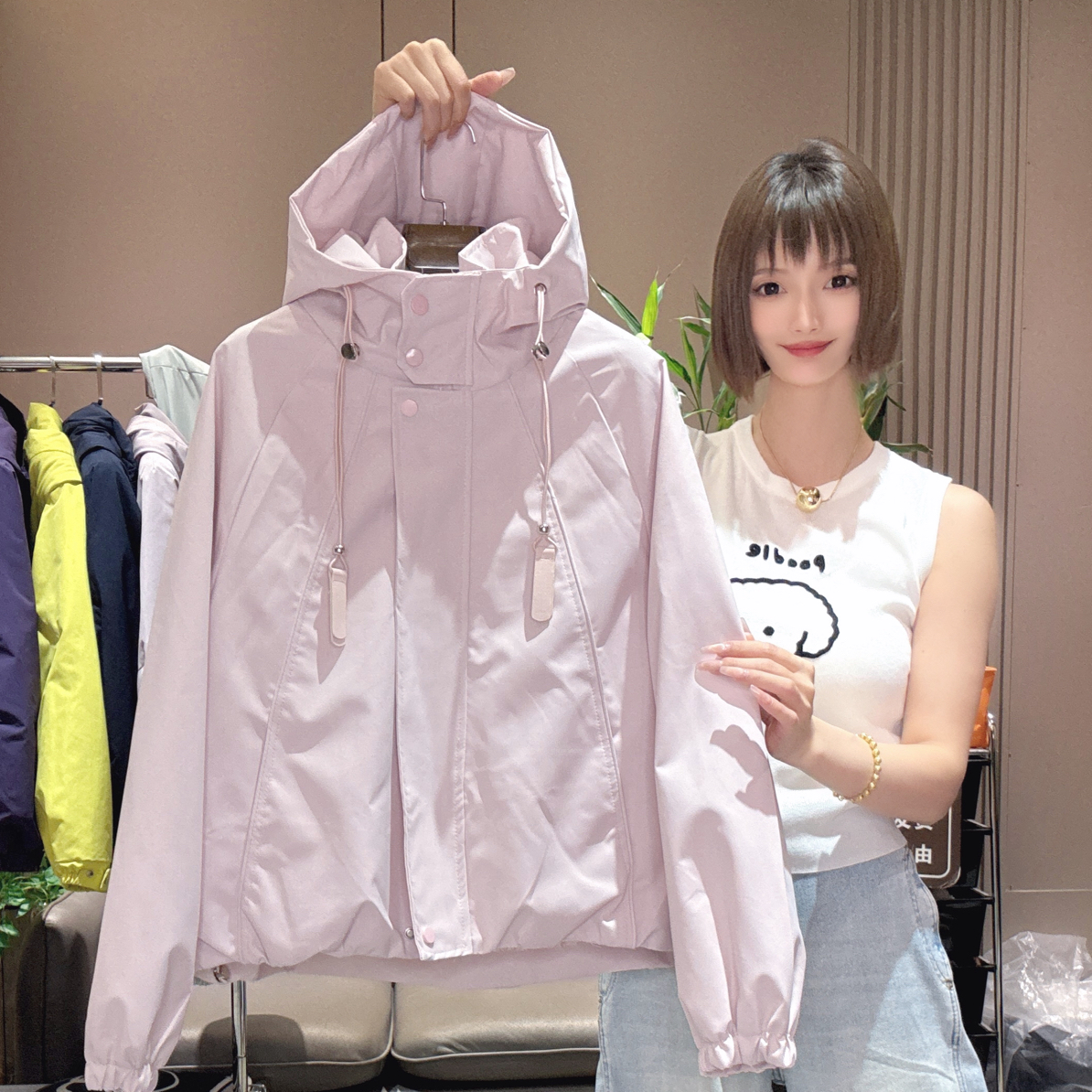 女春秋休闲冲锋衣女款秋季户外透气休闲风衣冲锋衣1516-1