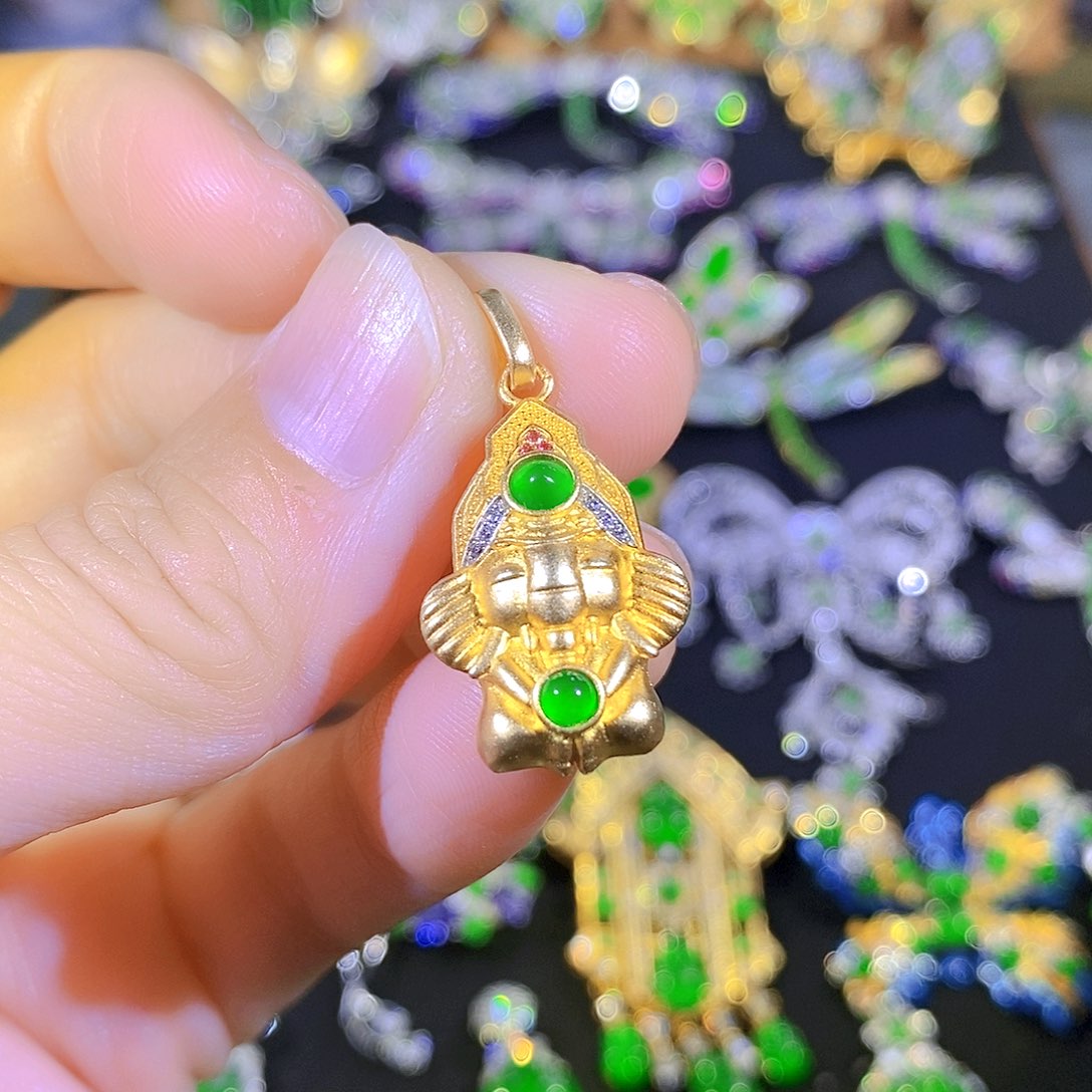 吊坠(不含链)银S925镶嵌翡翠