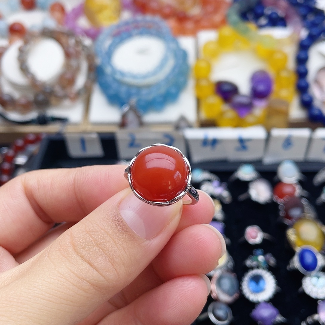 银S925镶嵌戒指烟晶