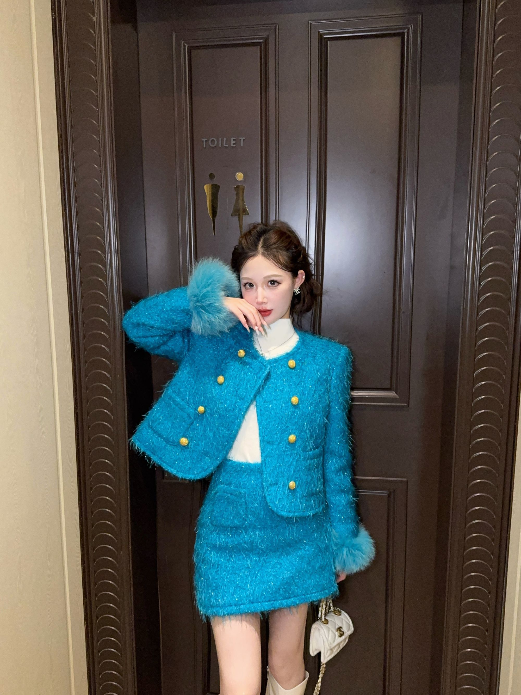 「蓝调时刻」小香风羽绒套装法式秋冬短外套Y254D004Q