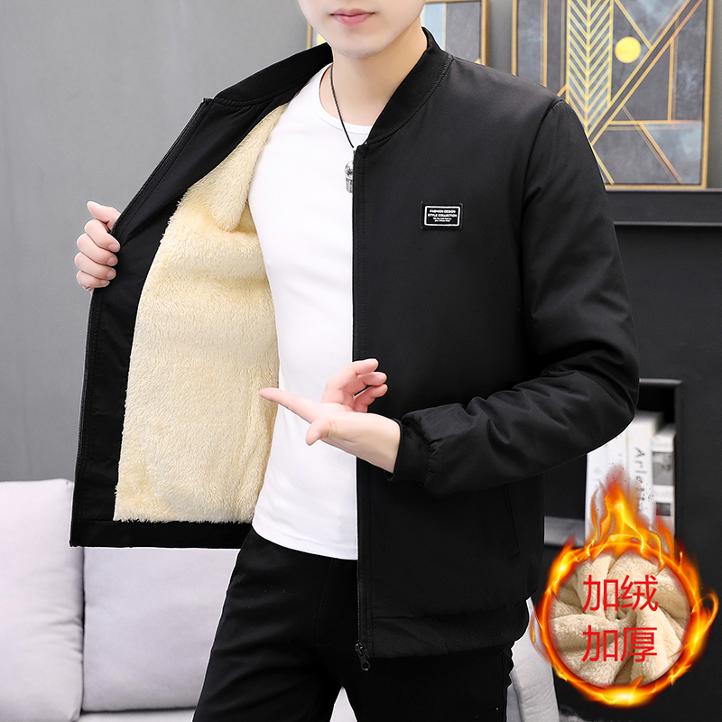 三防加绒加厚男士棒球领休闲百搭夹克简约韩版帅气外套J578-T