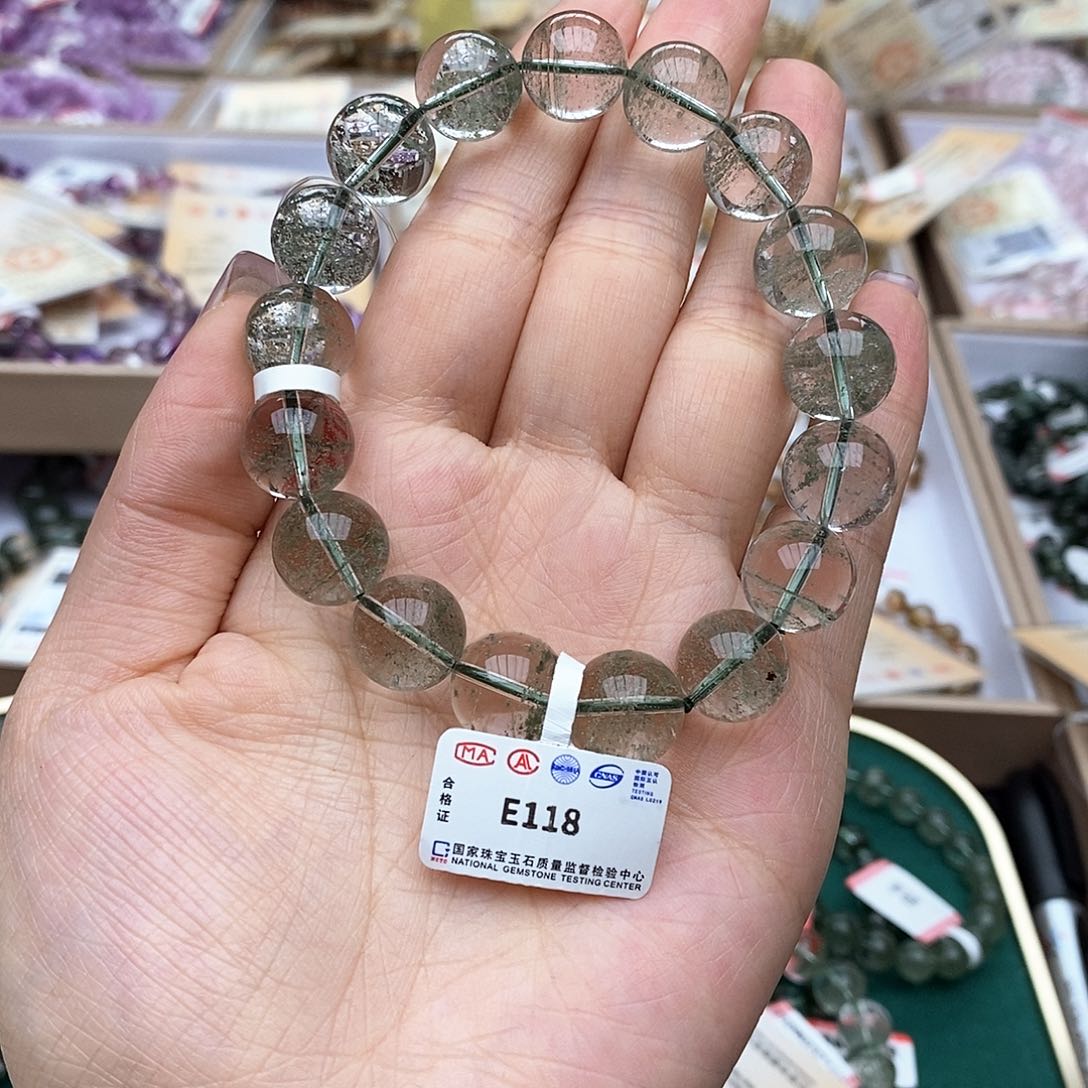水晶手链未镶嵌E118 绿幽灵 12m+