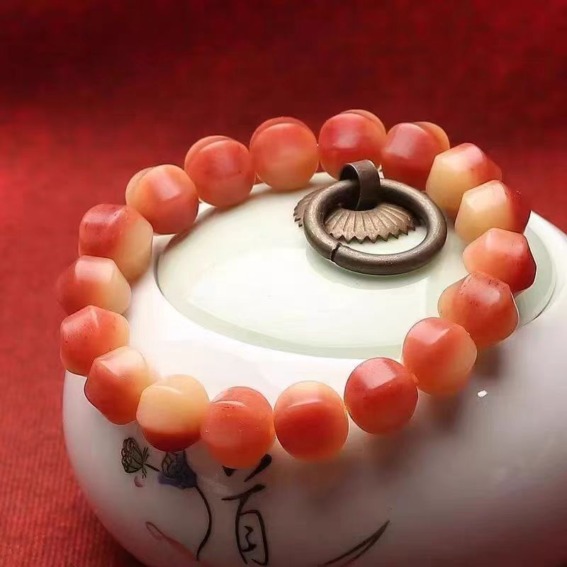 驼骨 血料六棱手串 摆件