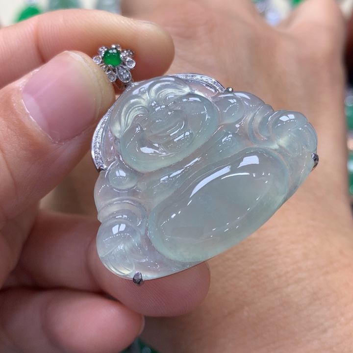 翡翠吊坠(不含链)18K金镶嵌