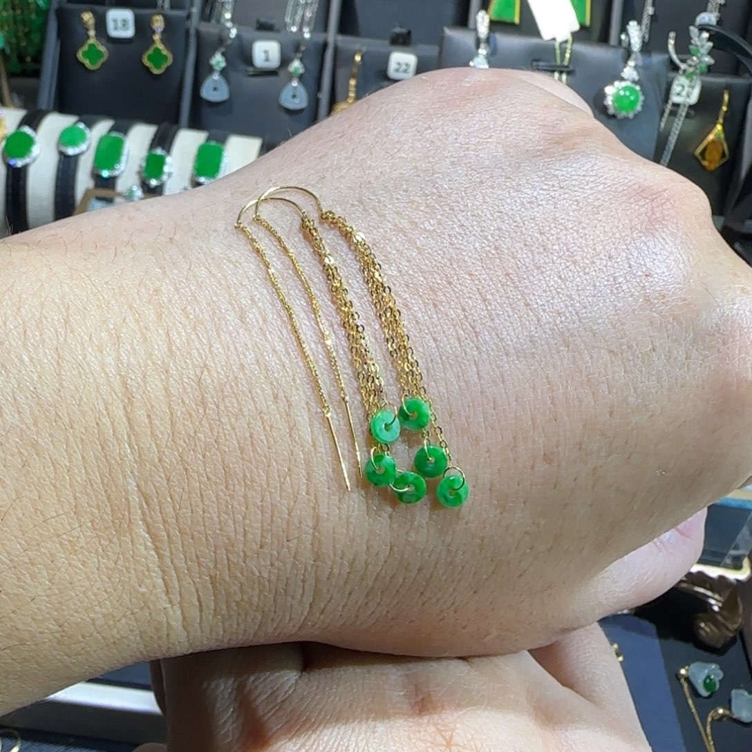 翡翠18K金镶嵌颈饰耳线