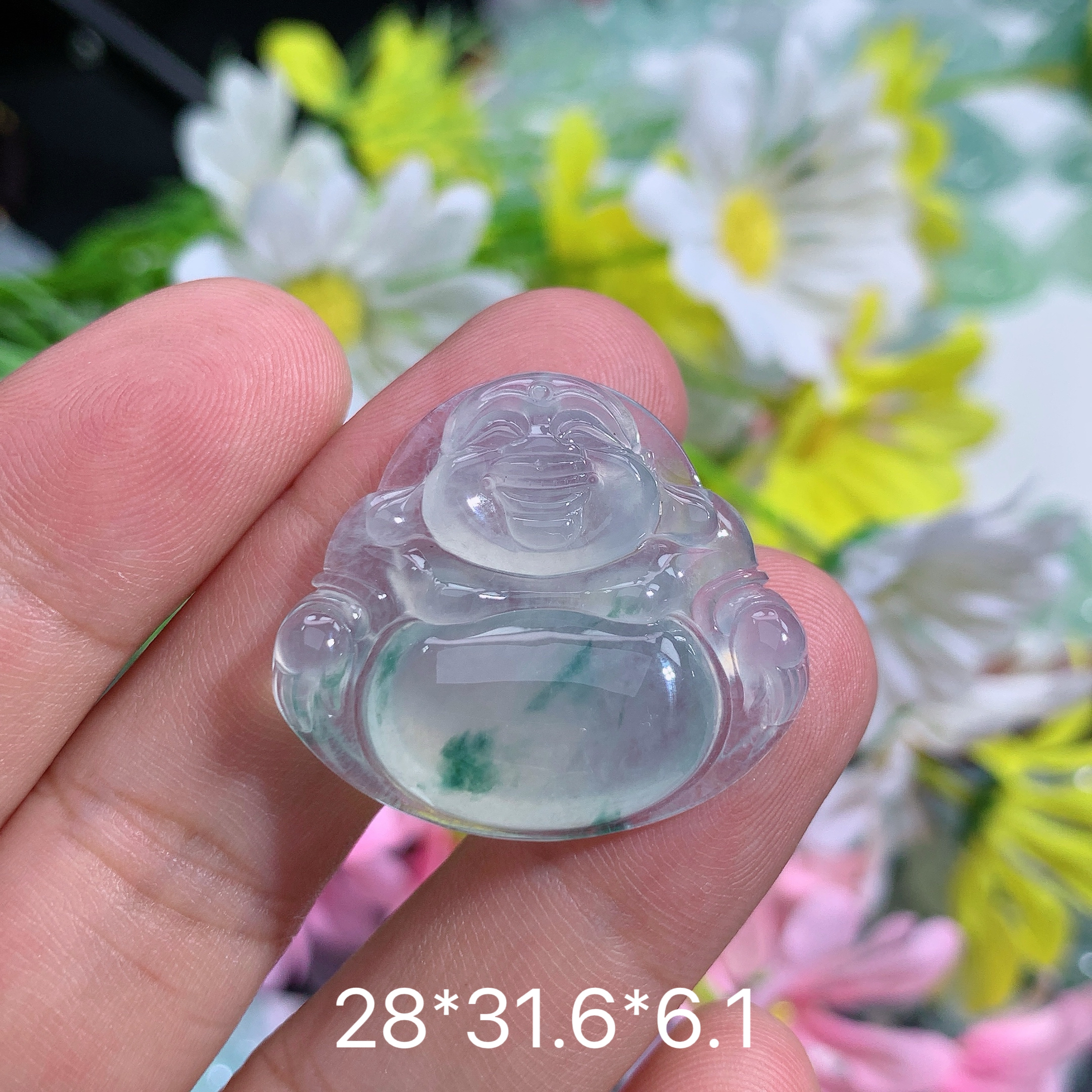 缅甸天然翡翠高冰种飘花佛公吊坠o气质精美玉石雕刻精致女士礼物
