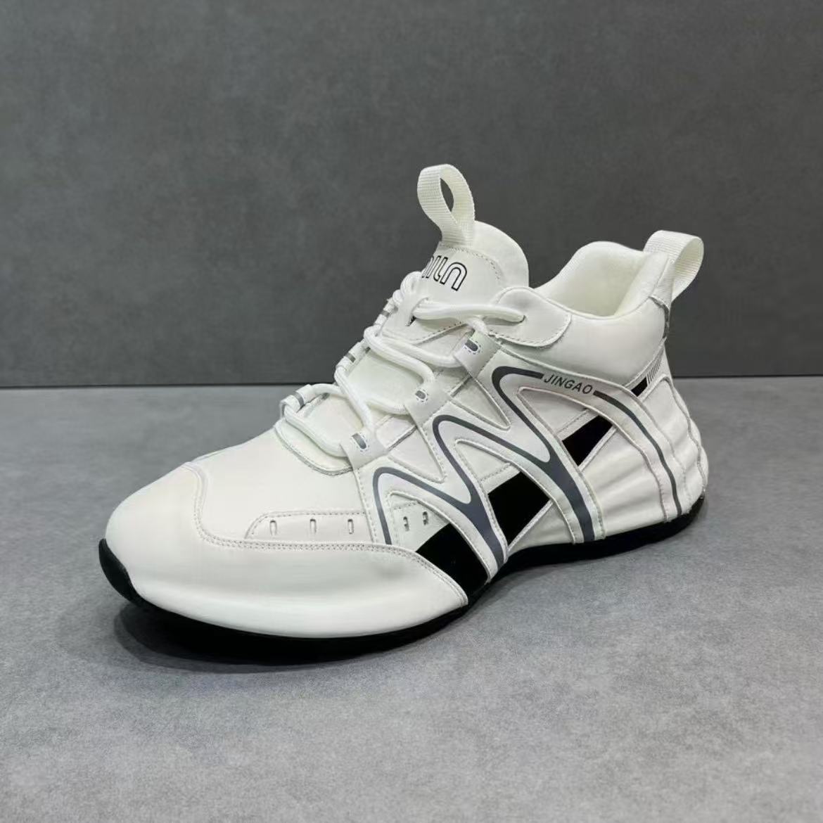 欧洲站男鞋2025新款真皮时尚百搭皮包底老爹鞋增高厚底高帮休闲鞋