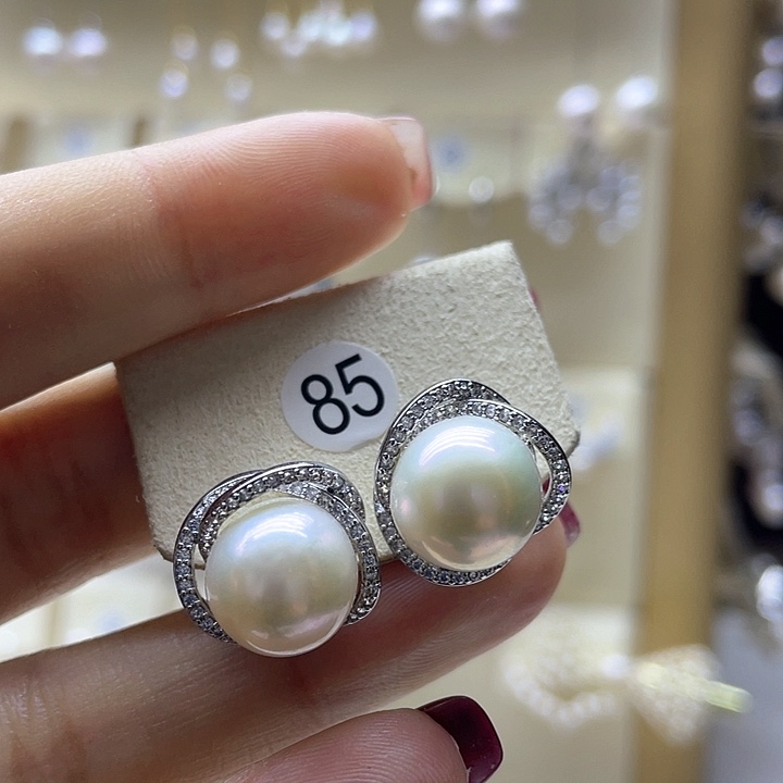 淡水珍珠耳饰银S925镶嵌