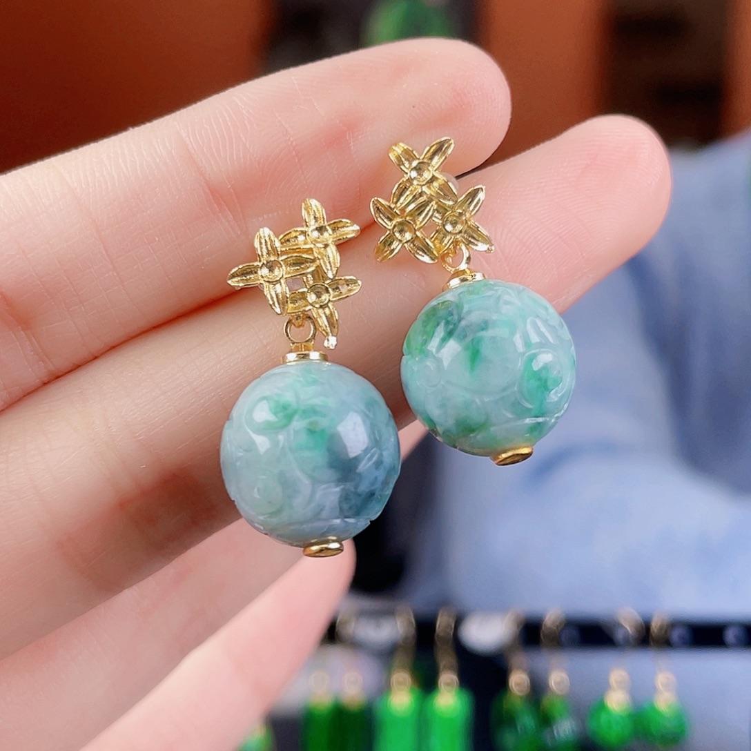 翡翠未镶嵌耳饰饰品