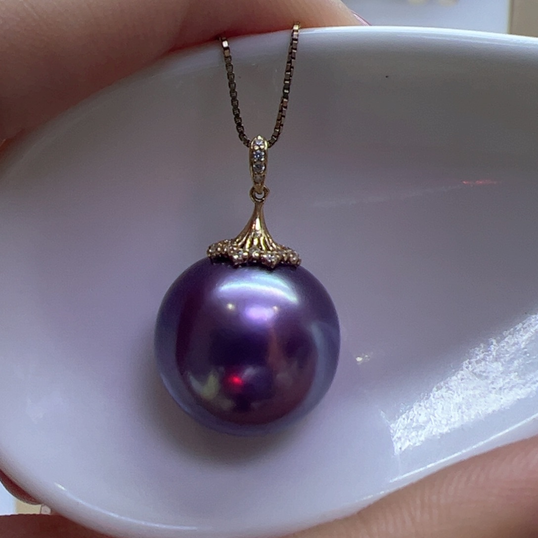 淡水珍珠吊坠(赠链)18K金镶嵌