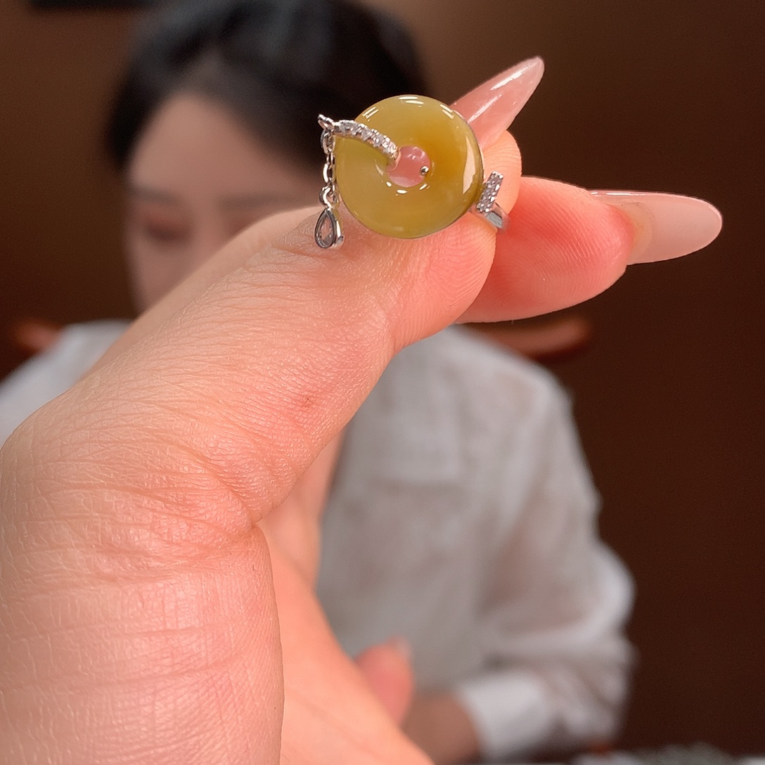 银S925镶嵌翡翠耳饰戒指