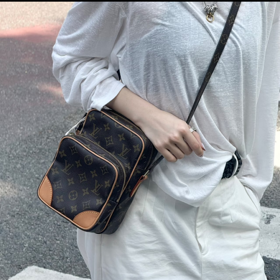 95新 LouisVuitton/路易威登 LV中古老花相机包