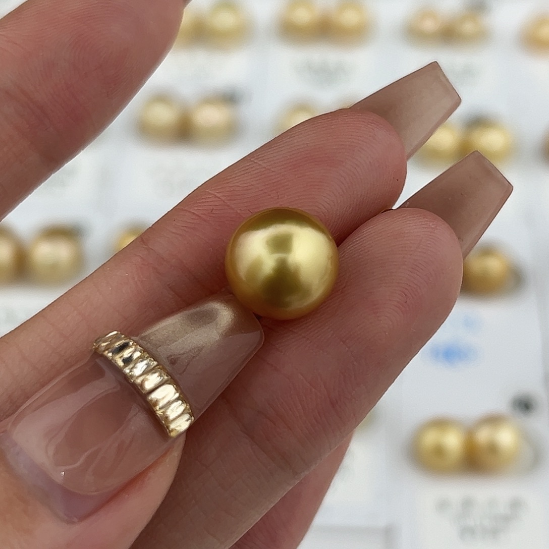 定制海水珍珠未镶嵌裸珠10.8 浓金 可戒指