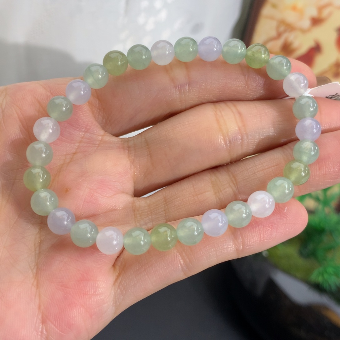 翡翠未镶嵌手串卡6冰胶多宝手串