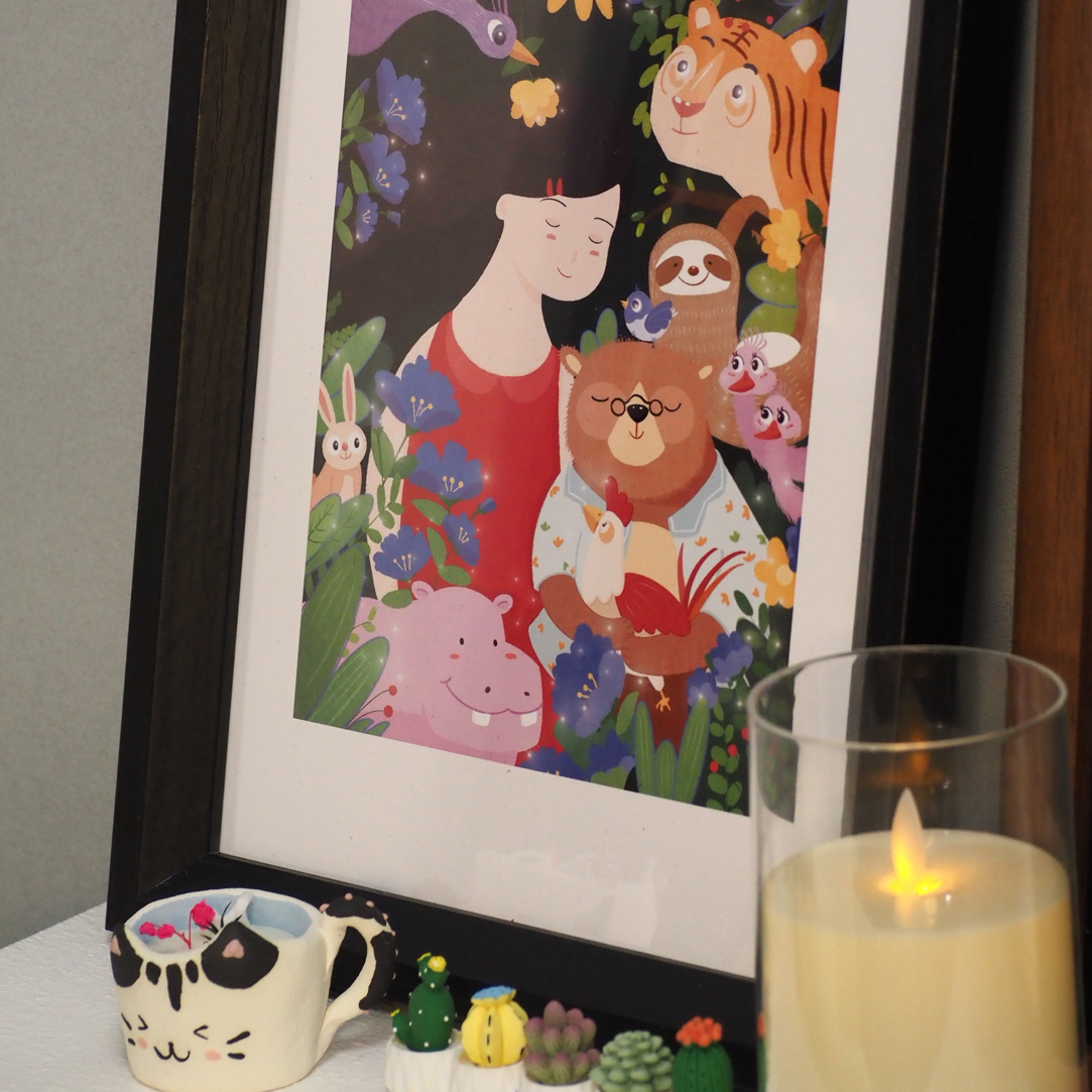 手绘版插画数码喷绘卧室客厅装饰摆台礼物