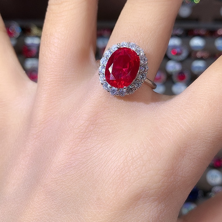 925银鸽血红戒指白911