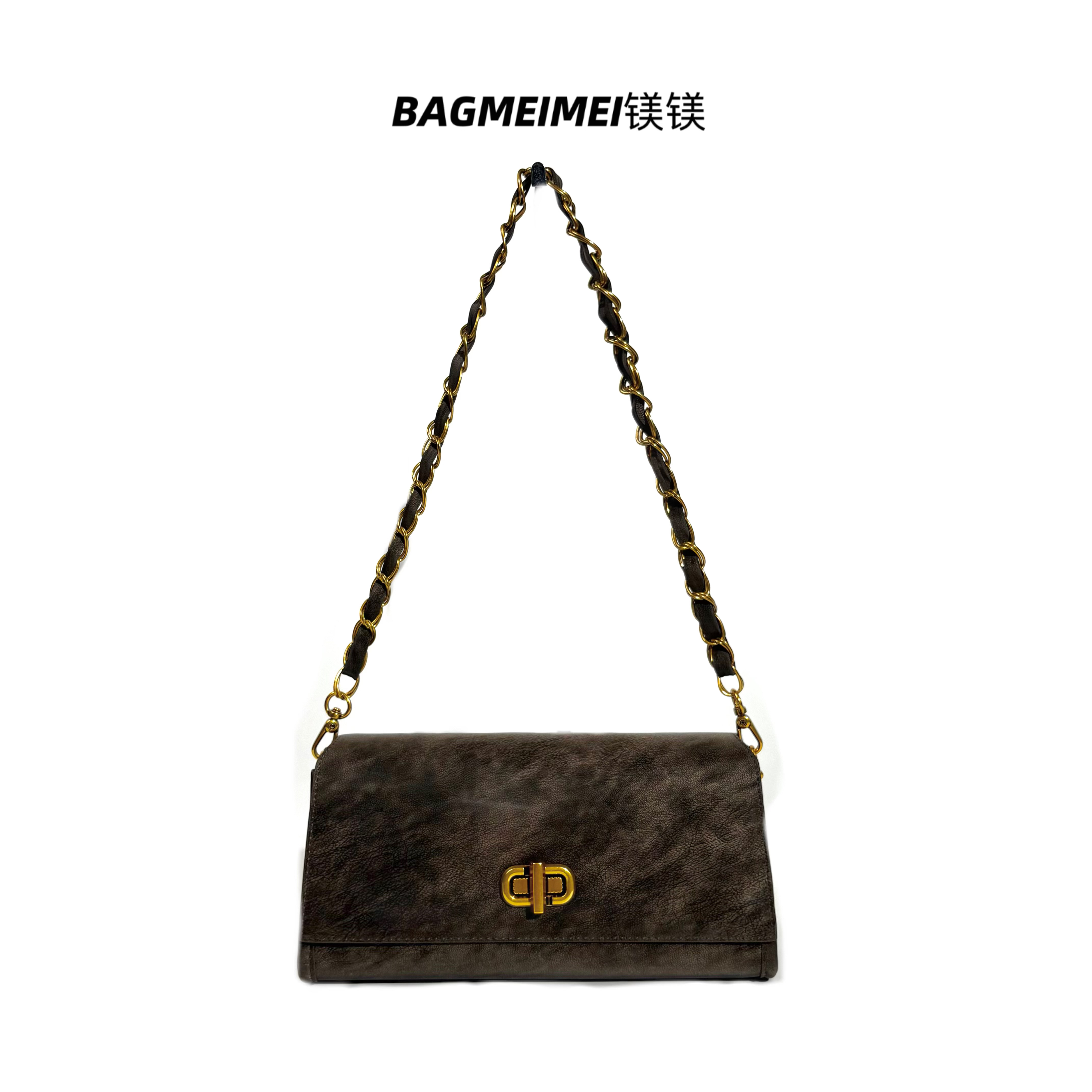 【镁镁皮具高端珠光系列】5851-2邮差包法棍包链条包腋下包斜挎包