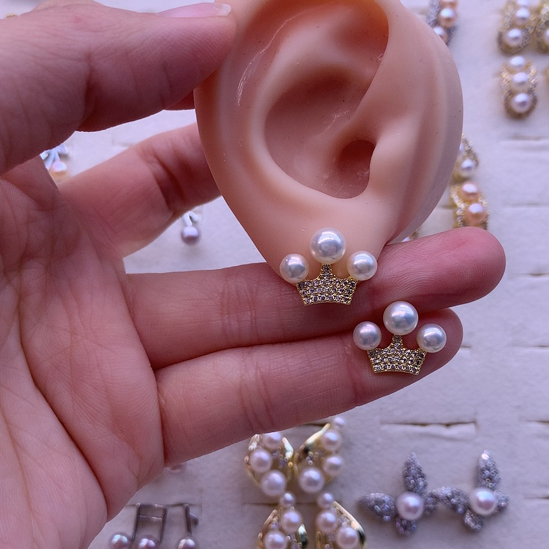 淡水珍珠耳饰合金