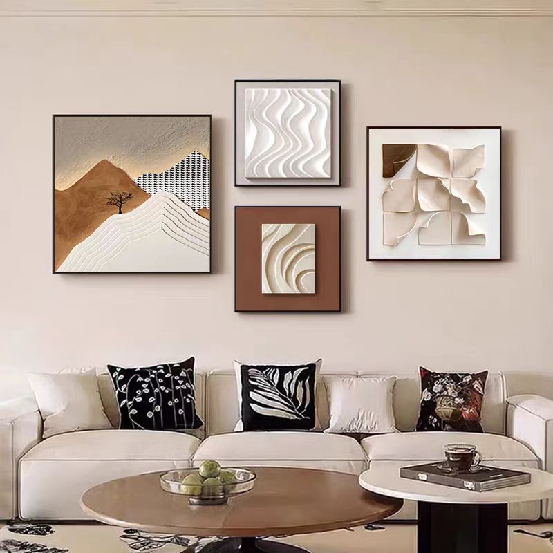 TREES/原森小屋客厅沙发背景墙四联组合画正方形抽象简约装饰挂画