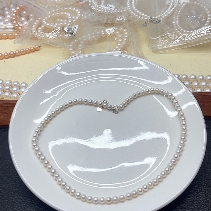 淡水珍珠银S925镶嵌天然珍珠项链5