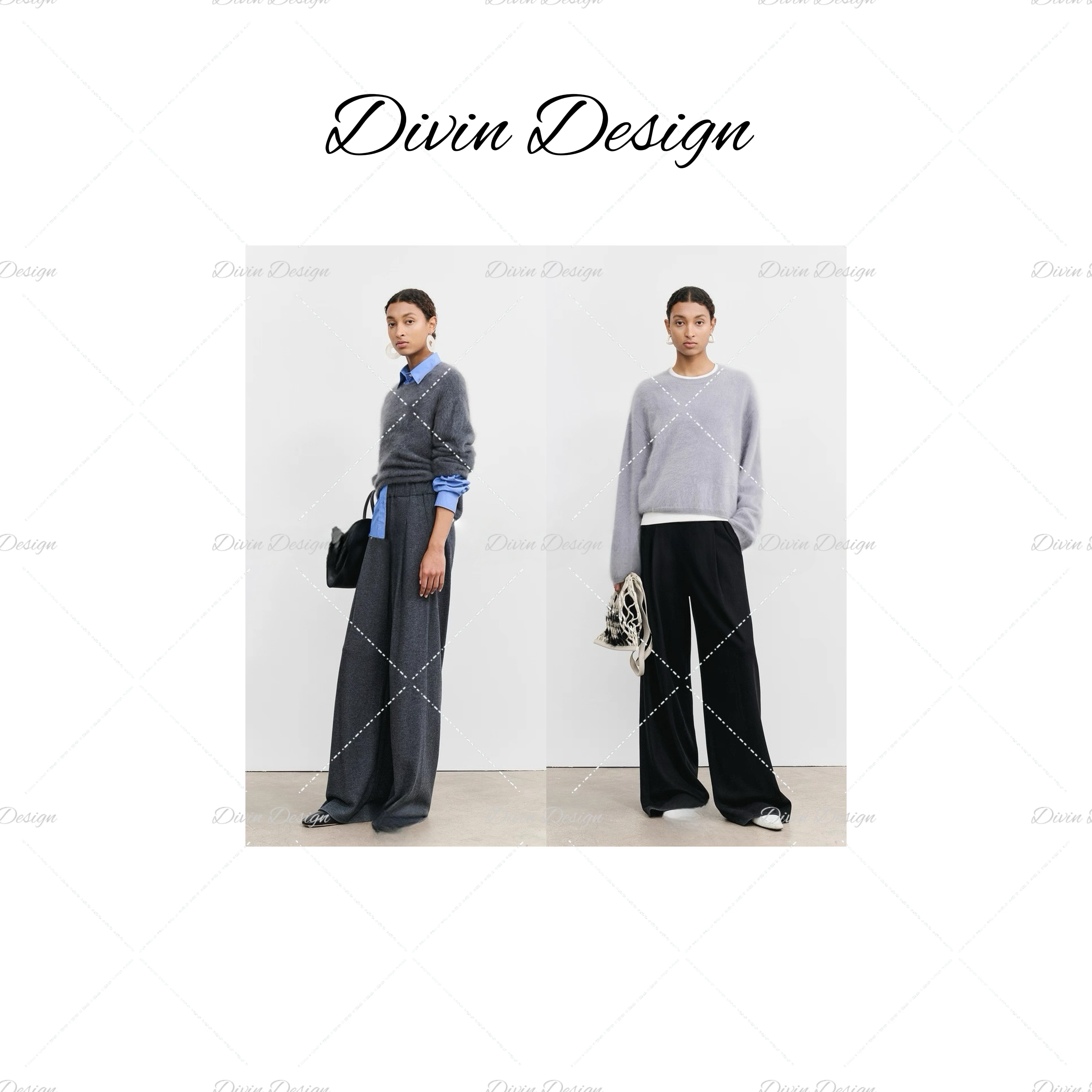 Divin【怀山】T*E ROW 亚麻天丝弹力腰针织阔腿拖地裤 春秋夏