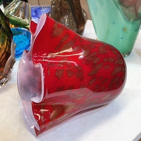 琉璃琉璃花瓶摆件红色