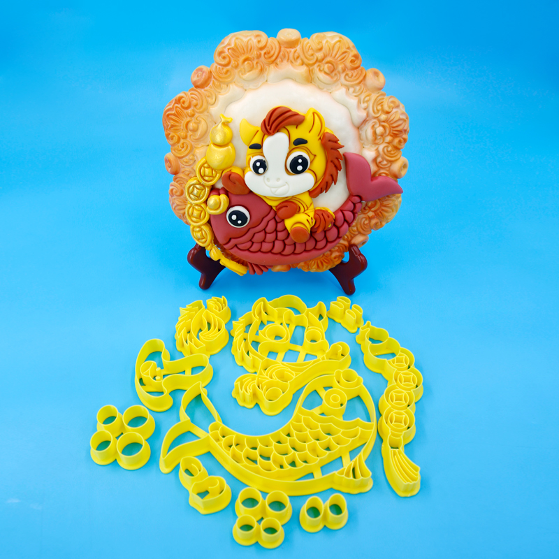 原创新款马年有鱼模具福禄财有鱼财底花样馒头面食花饽饽花饽饽模