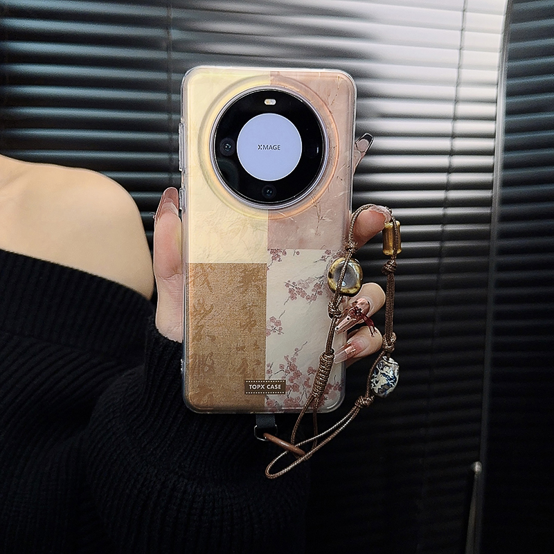 适用华为mate60pro手机壳新款mate60套huawei国风小众拼接花朵女+