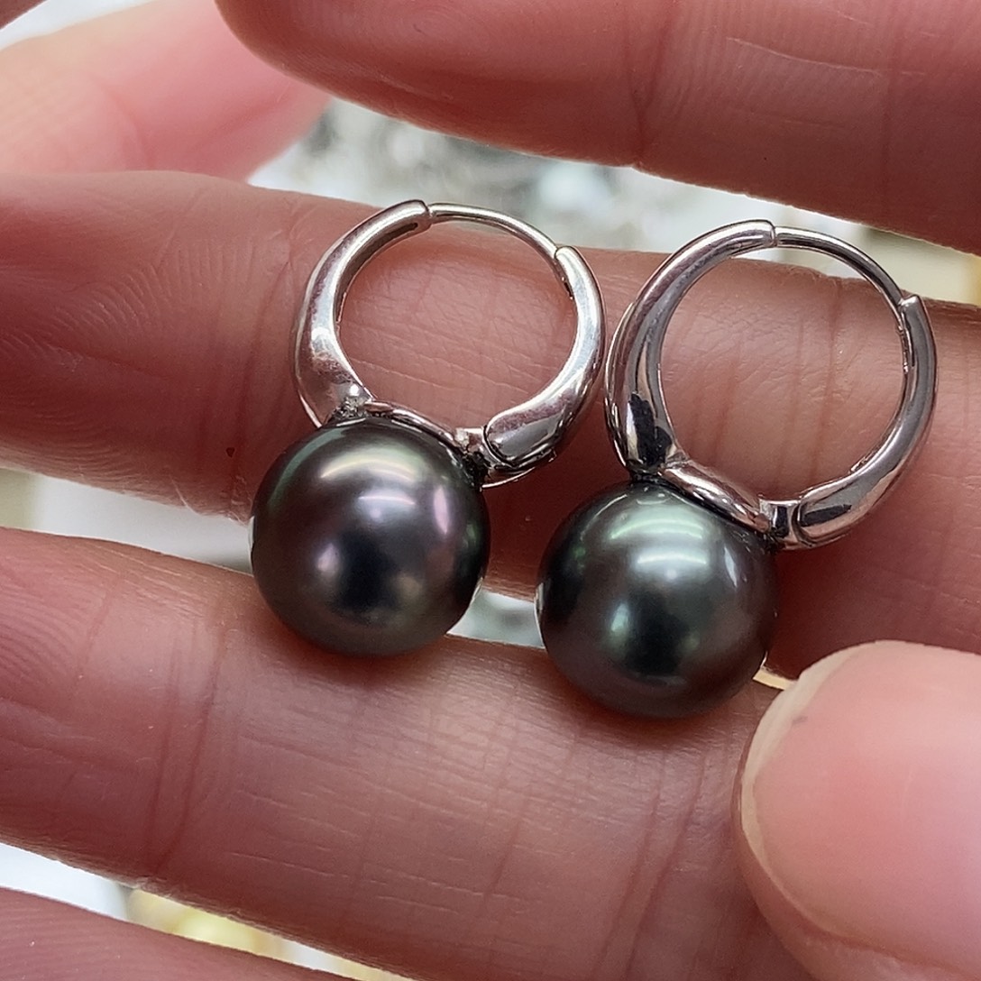 海水珍珠耳饰银S925镶嵌