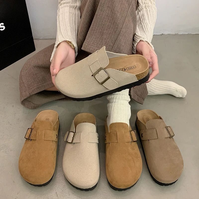 超火增高4.5cm~勃肯包头半拖女2025百搭懒人拖拖鞋女鞋外穿复古