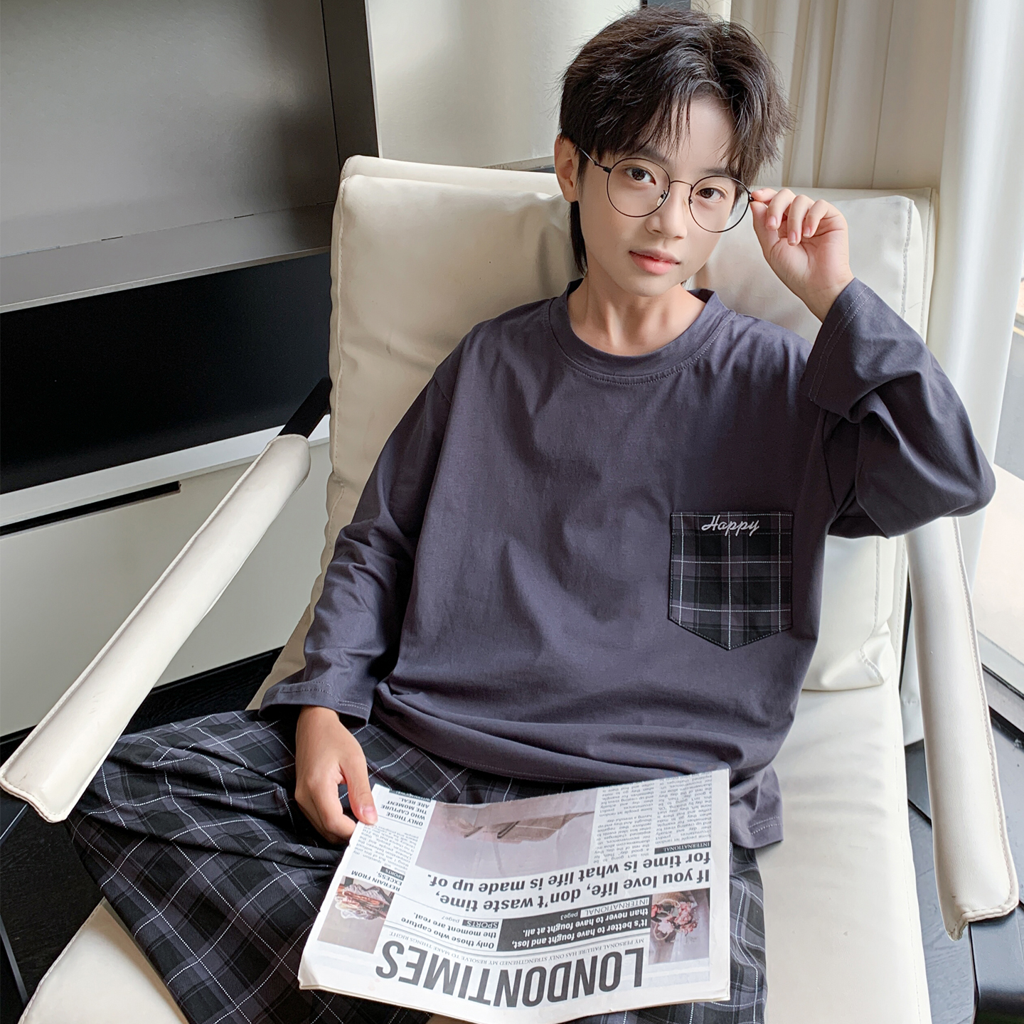 儿童睡衣男孩纯棉春秋2025新款男童青少年长袖套装秋季全棉家居服