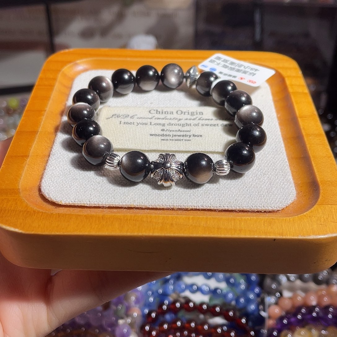 水晶手串未镶嵌银耀石