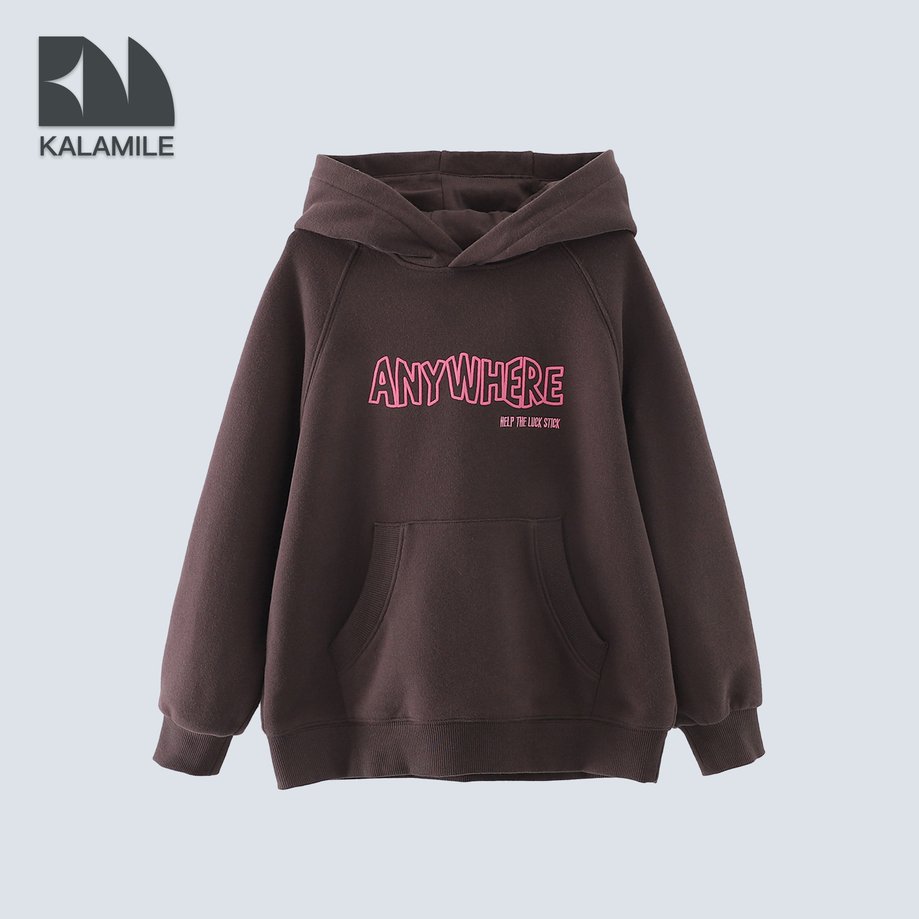 KALAMILE【柏林傍晚】儿童冬季拉绒磨毛潮酷插肩连帽卫衣1020B