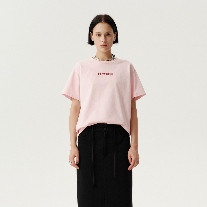 【早春型录】PH KARIN粉色简约百搭圆领短袖T恤女春装新款